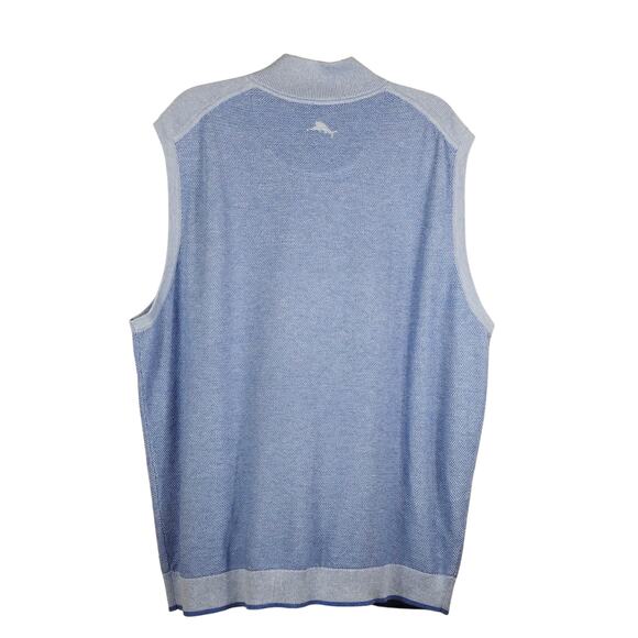 Tommy Bahama Island Zone Coolside Blue Full Zip Sweater Vest Mens XL - Picture 2 of 6